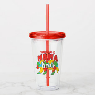 Verre En Acrylique Personnalisé Enfants NOM Mama Ours Sensibilisation