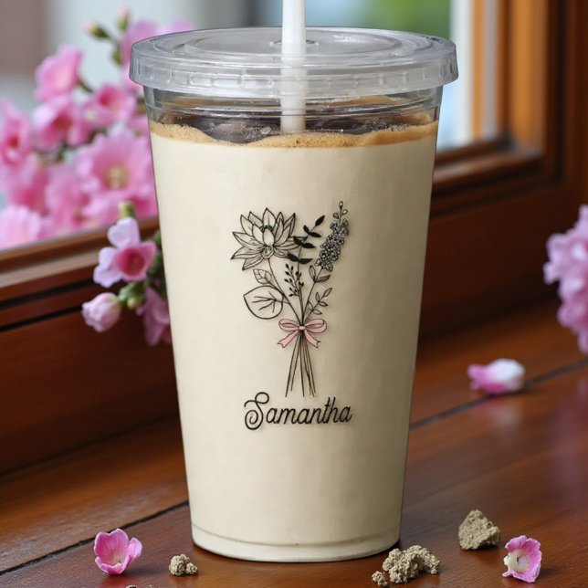 Verre En Acrylique Personnalisée Pour Sa Bow Rose Florale (Créateur téléchargé)