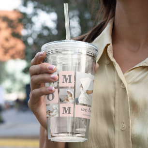 Verre En Acrylique Photo de collection moderne Best Mom Ever Pink Cad