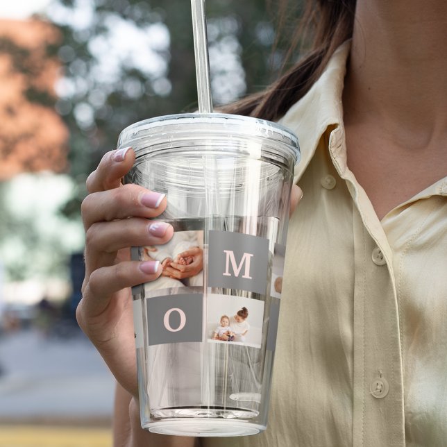 Verre En Acrylique Photo de collection moderne Best Mom Pink & Grey C (Créateur téléchargé)