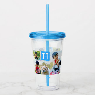 Verre En Acrylique Photo personnalisée Monogramme Lettre initiale Per