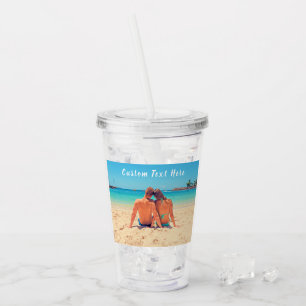 Verre En Acrylique Photo Personnalisée Nom Texte Acrylique Tumbler Vo