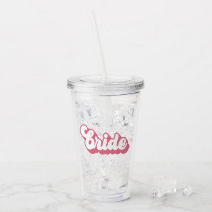 Verre En Acrylique Pink Bride police rétro bachelorette