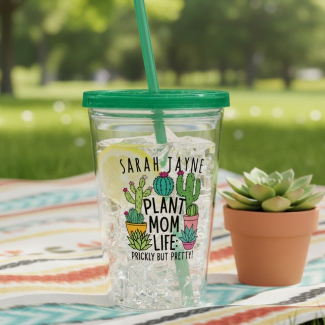 Verre En Acrylique Plante Maman Vie Pricket mais jolie Cactus (This prickly but pretty cactus tumbler is perfect for enjoying refreshing drinks under the sun.)