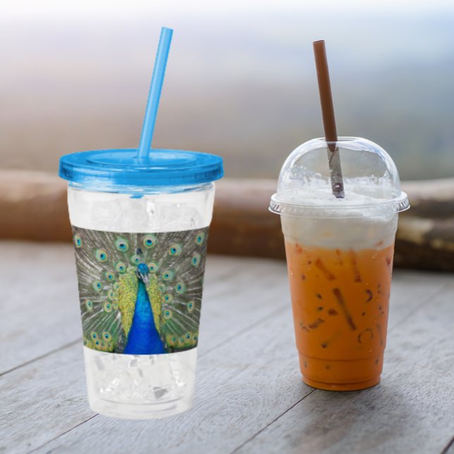 Verre En Acrylique Plumage bleu Peacock (In Situ)