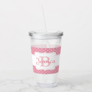 Verre En Acrylique Point Polka rose personnalisé