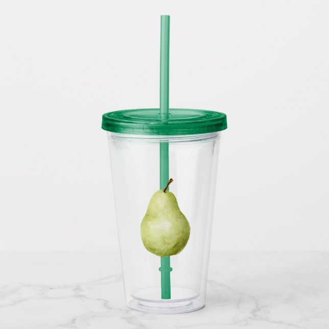 Verre En Acrylique Poire Fruit Vert (Devant)