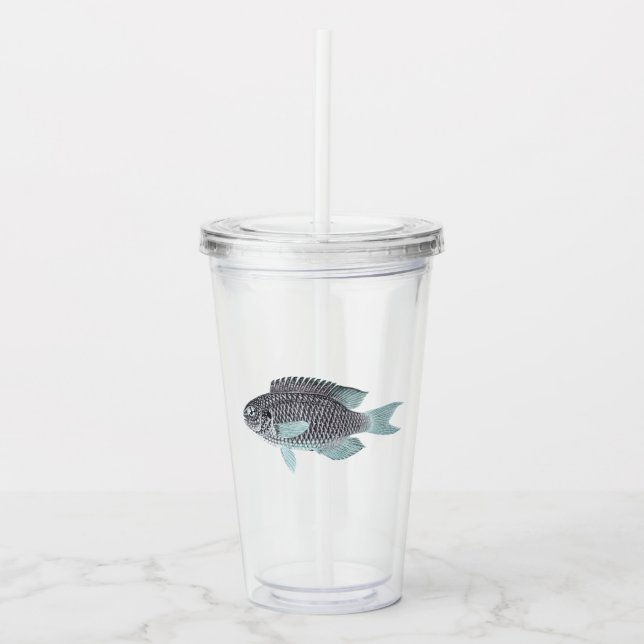 Verre En Acrylique Poisson argenté scintillant (Devant)