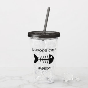 Verre En Acrylique Poisson de nom et de texte personnalisés