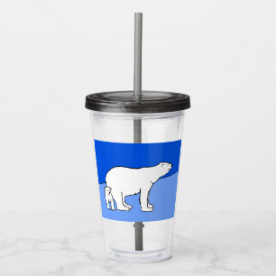 Verre En Acrylique Polar Bear Mom and Cub Peinture - Wildlife Art