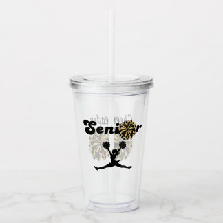 Verre En Acrylique Pom-Pom de Cheerleader Senior Double Face Noir & O