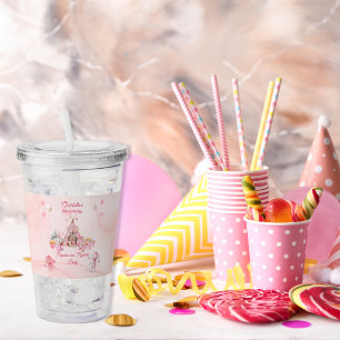 Verre En Acrylique Popcorn rose et Pyjamas Swood fête d'anniversaire