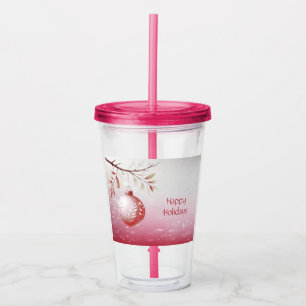 Verre En Acrylique Pousse de Noël rose Fête en acrylique Tumbler