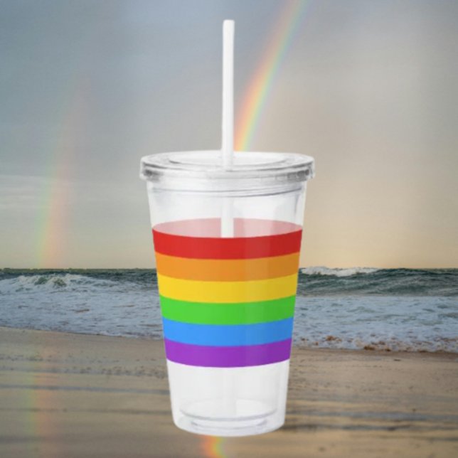 Verre En Acrylique Pride Sipper : Drapeau Arc-en-ciel (Créateur téléchargé)