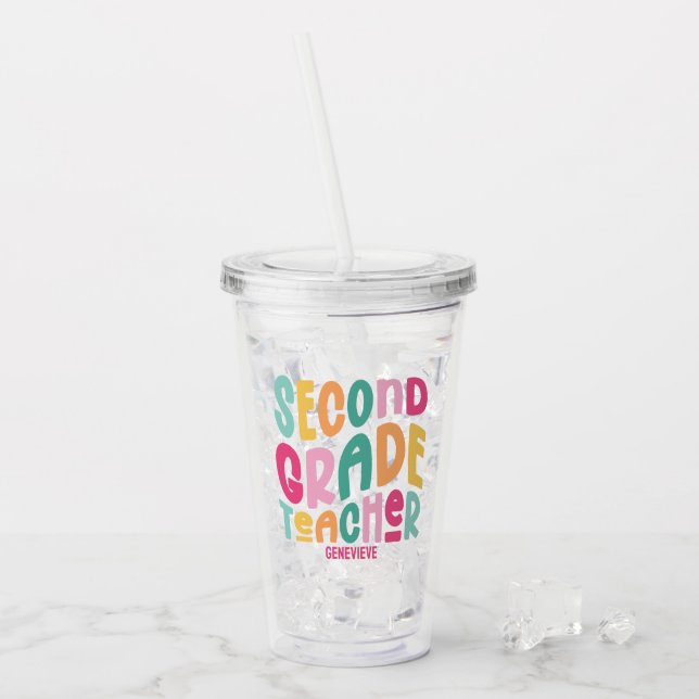 Verre En Acrylique Professeur de deuxième année Création de typograph (Devant glace)