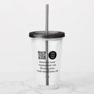 Verre En Acrylique QR Code Business Logo Professionnel Noir Moderne