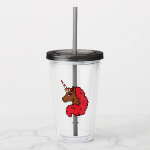 Verre En Acrylique Red Afro Unicorn
