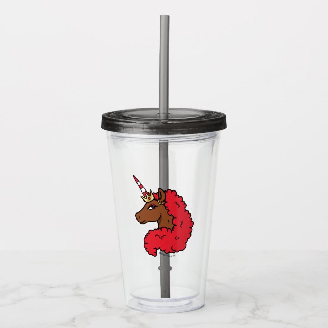 Verre En Acrylique Red Afro Unicorn (Devant)