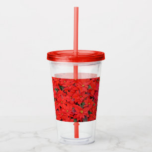 Verre En Acrylique Red Poinsettias I Christmas Holiday Floral Photo