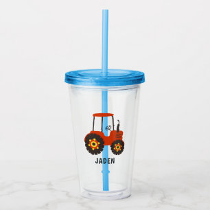 Verre En Acrylique Red Tractor Kids Personnalisé Farm Barnyard