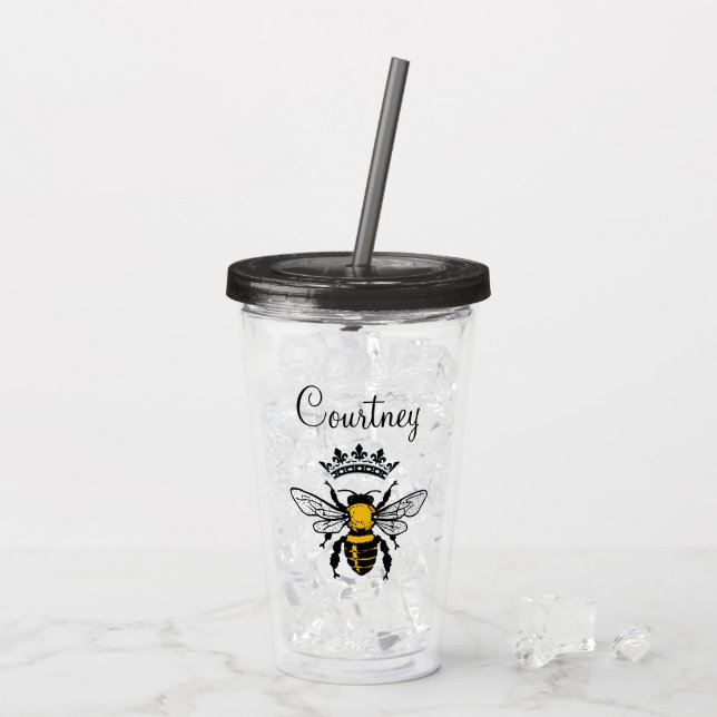 Verre En Acrylique Reine Abeille Monogrammée (Dos glace)