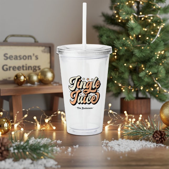 Verre En Acrylique Retro "Jingle Juice" Noël personnalisé (Retro “Jingle Juice” Personalized Christmas Acrylic Tumbler)