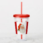 Verre En Acrylique Rétro Vintage Jolly Santa Claus de Christmas<br><div class="desc">Un agitateur acrylique avec une photo festive rétro. Le vieux Père Noël Jolly avec ses joues rousses et son sourire chaleureux et amical. Un peu de nostalgie de l'ancienne école pour les vieux temps,  cette image rappelle les souvenirs des célébrations du passé de Noël.</div>