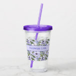 Verre En Acrylique Romantic Periwinkle Florals Lavender Fleur Girl<br><div class="desc">Cette belle fleur mariage fille faveur et cadeau dispose d'un romantique fleurs périwinkle floraux et des plantes vertes motif sur lavande arrière - plan. Calligraphie de script violet foncé et typographie de police serif pour vos détails d'événement niché sur un étiquette de lavande encadré comme un rectangle pour la lisibilité....</div>