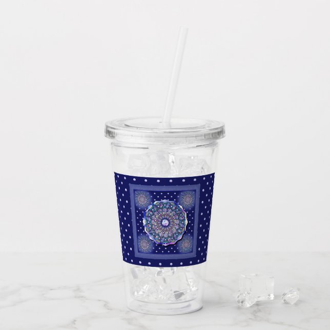 Verre En Acrylique Rosace bleue (Dos glace)