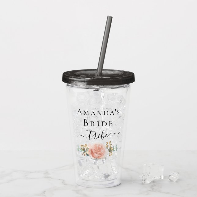 Verre En Acrylique Rose en or rose floral bride tribe (Dos glace)