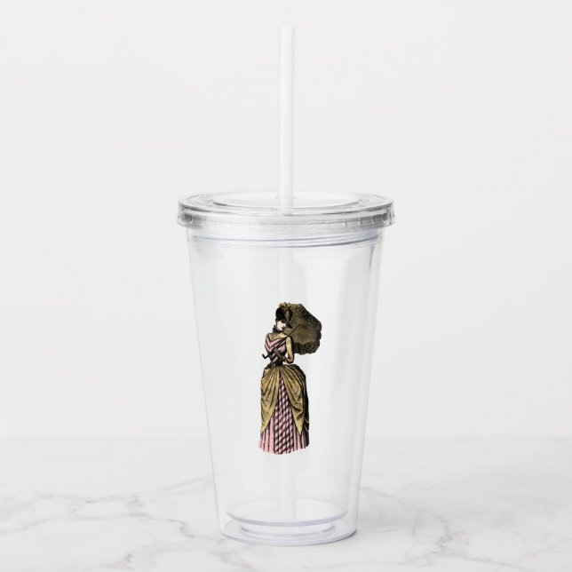 Verre En Acrylique Rose et Or Steampunk (Devant)