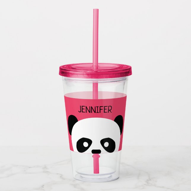 Verre En Acrylique Rose mignon d'enfants de panda de Kawaii (Devant)