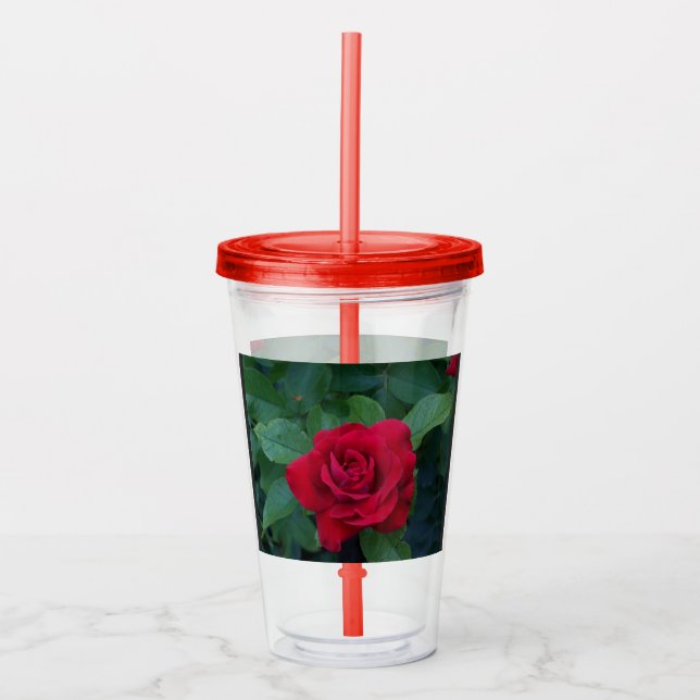 Verre En Acrylique Rose Rouge de Près (Devant)