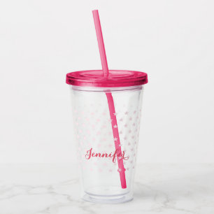 Verre En Acrylique Rose Stars Monogramme Enfants Filles Anniversaire