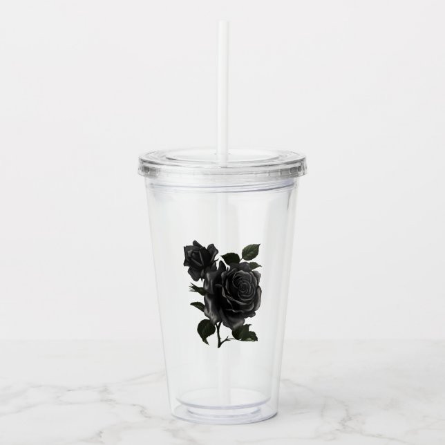 Verre En Acrylique Roses Noires (Devant)