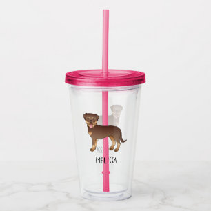 Verre En Acrylique Rottweiler Rouge Et Brun Chien De Dessin Animé Mig