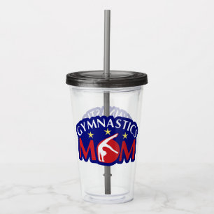 Verre En Acrylique Rouge blanc et bleu Gymnastique maman