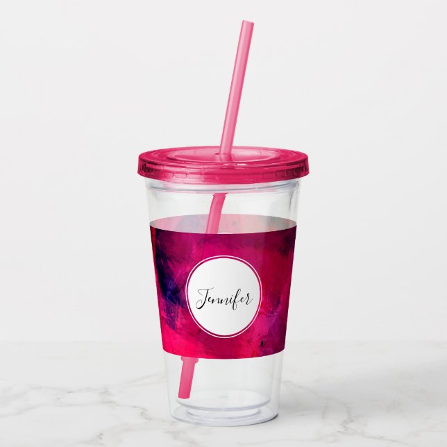 Verre En Acrylique Rouge foncé et violet Gras & Abstrait moderne (Dos)