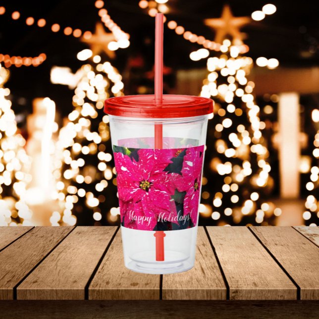 Verre En Acrylique Rouge Varié Poinsettias Fête Florale (In Situ Holidays)