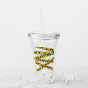 Verre En Acrylique Ruban de police 3d interdisant l'accès