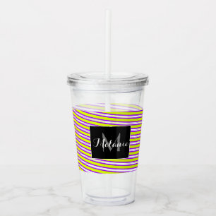 Verre En Acrylique Ruban de spirale néon Monogramme personnalisé