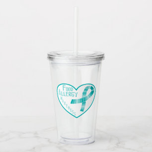 Verre En Acrylique Ruban de Teal de conscience d'allergie alimentaire