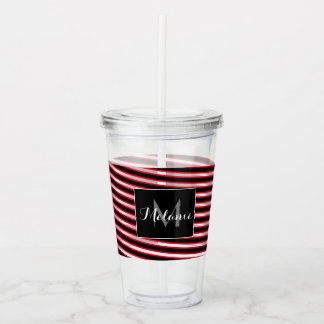Verre En Acrylique Ruban en spirale rouge et noir Monogramme personna