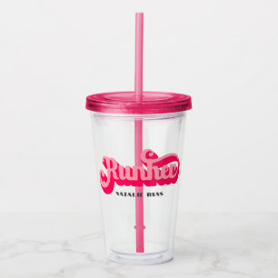 Verre En Acrylique Runher Runher Runher Pink Bold Retro Font Motivati