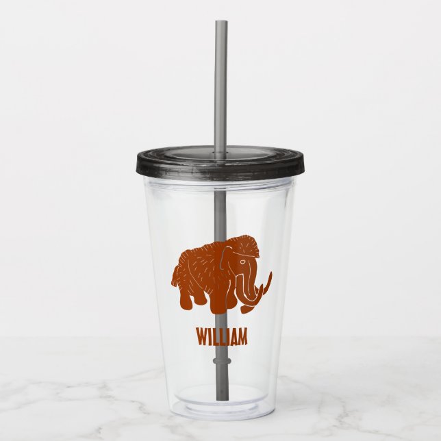 Verre En Acrylique Rust Red Cartoon Wooly Mammoth Personnalisé (Devant)