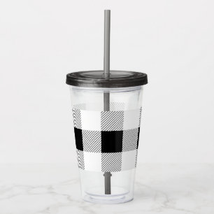 Verre En Acrylique rustique chic ferme noir blanc de buffle plaid