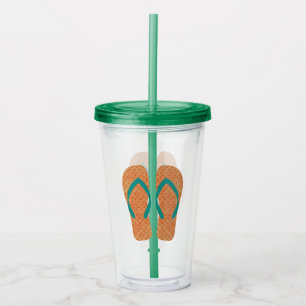 Verre En Acrylique Sandales de plage pour tongs vert et orange