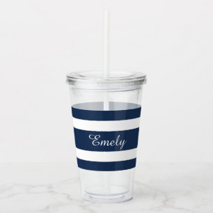 Verre En Acrylique Script de nom bleu moderne