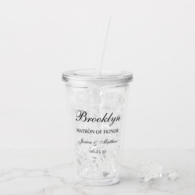 Verre En Acrylique Script de Témoin de Mariage Personnalisé (Dos glace)
