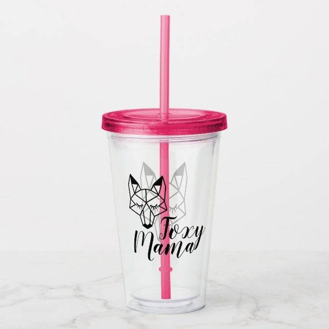 Verre En Acrylique Script Mama Foxy Fox géométrique (Devant)
